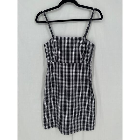 Hollister Dress Women XS Black Plaid Mini Grunge Y2K 90s Stretch Academia Preppy - Picture 5 of 7